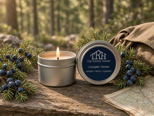 Juniper Farms travel tin in a styled lifestyle setting