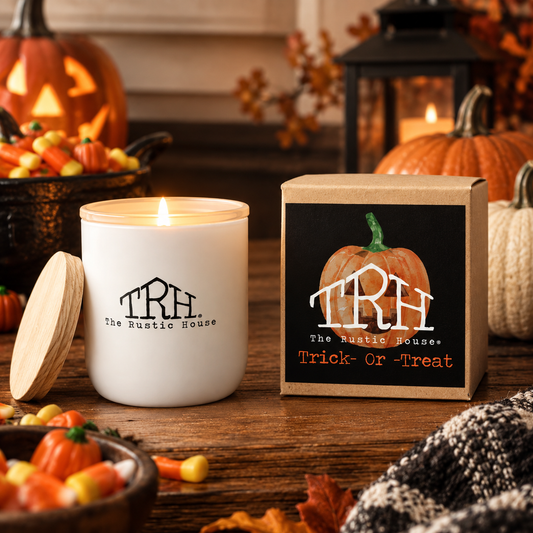 Trick-Or-Treat candle in a styled lifestyle setting