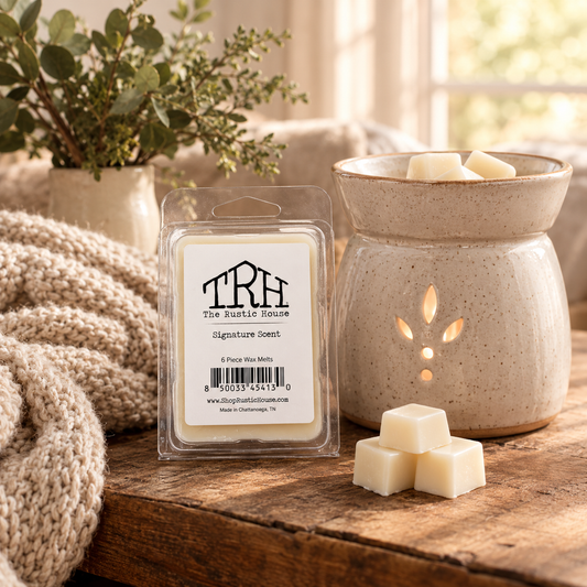 Signature Scent wax melt in a styled lifestyle setting