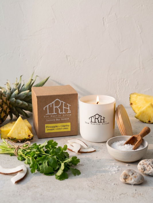 Pineapple + Cilantro candle in a styled lifestyle setting