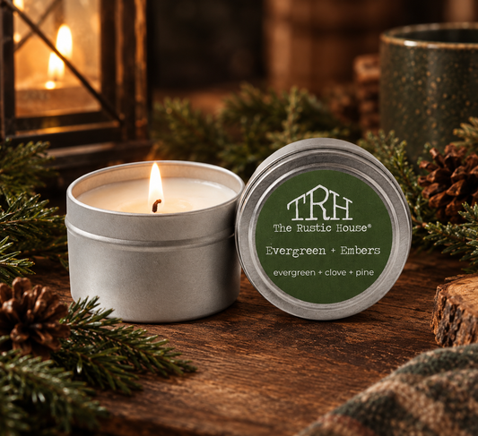 Evergreen + Embers travel tin in a styled lifestyle setting