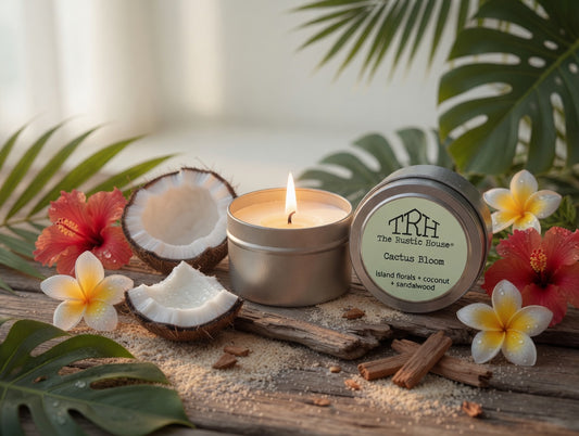 Cactus Bloom travel tin in a styled lifestyle setting