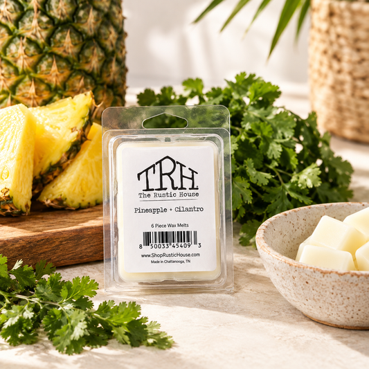 Pineapple + Cilantro wax melt in a styled lifestyle setting