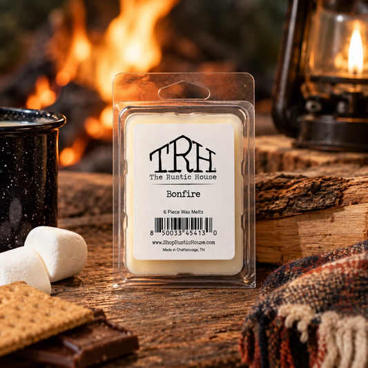 Bonfire wax melt in a styled lifestyle setting