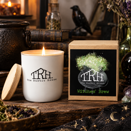 Witches' Brew candle in a styled lifestyle setting